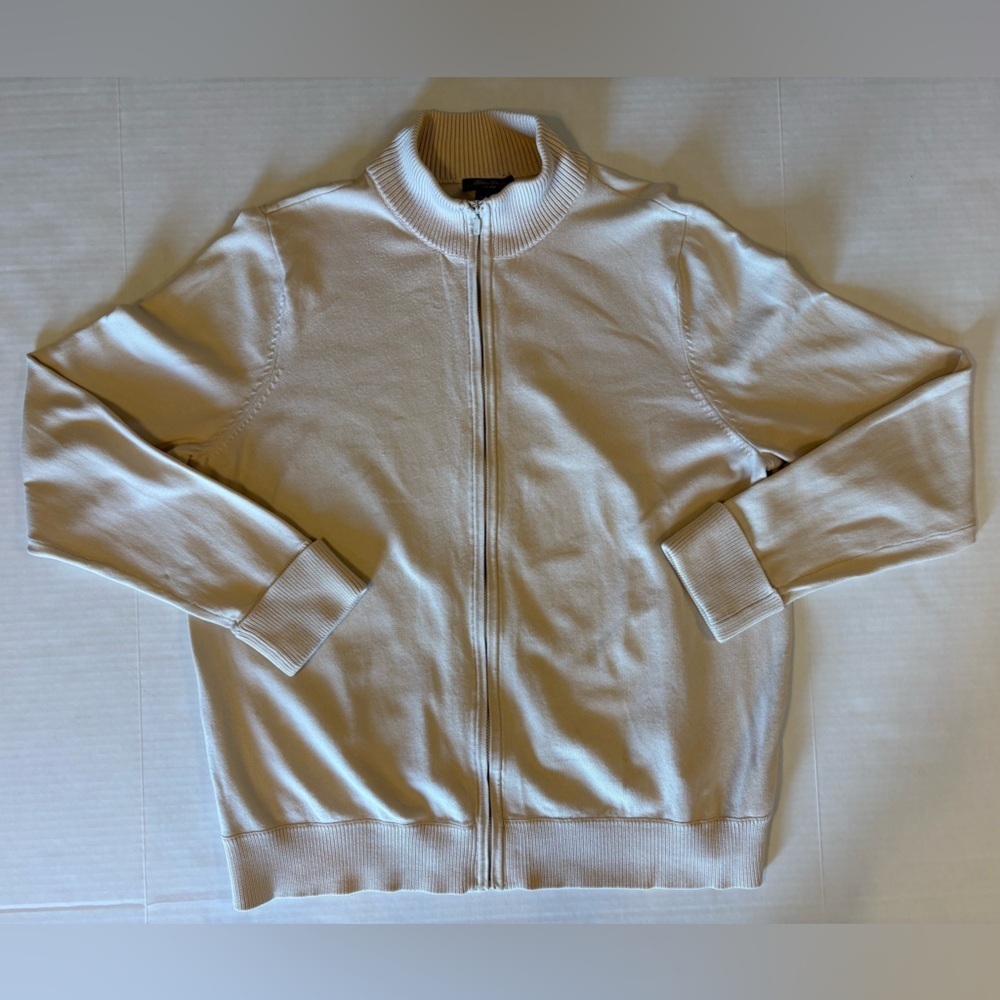 Eddie Bauer beige full zip cuffed sleeve cardigan sweater size XL